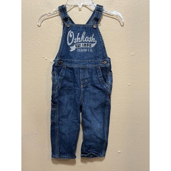 Vintage Style OshKosh B’gosh Denim Overalls Toddler‎ Boys 24M Logo Bib - Picture 1 of 5